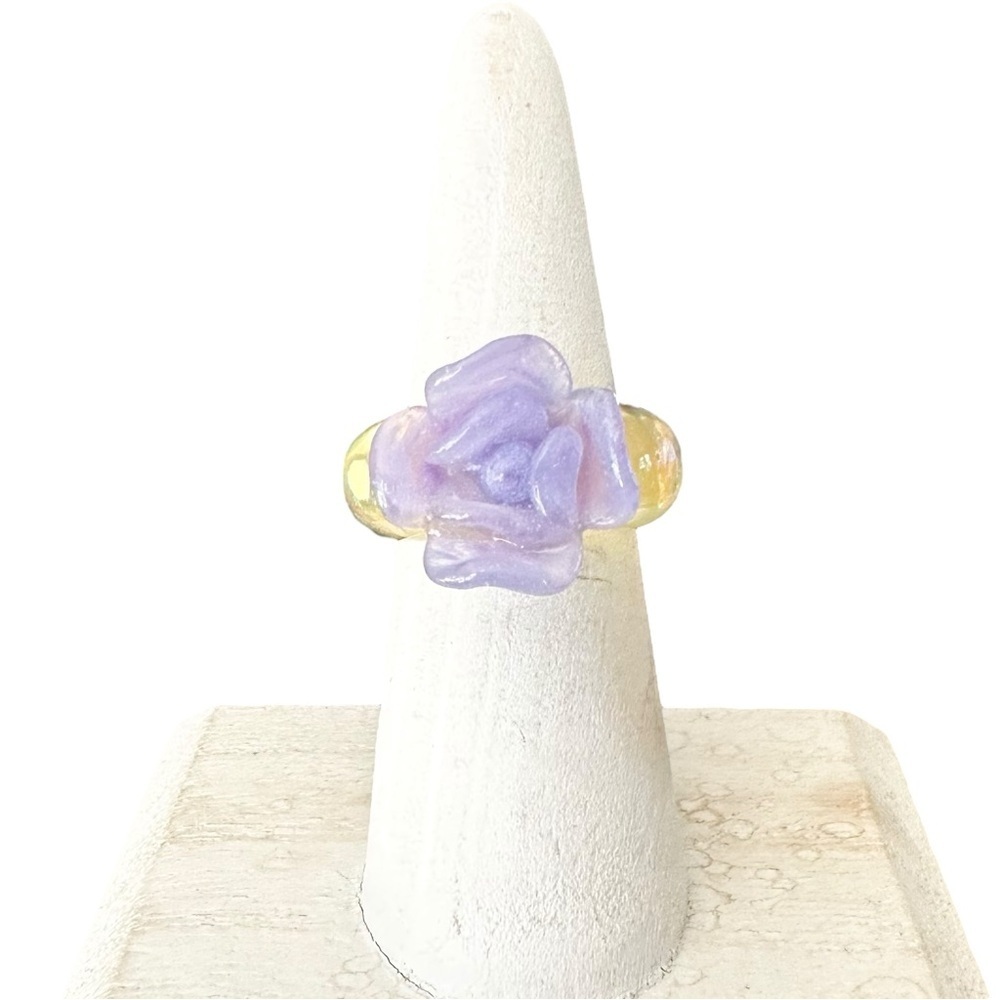 Chanel Purple Camellia Flower Ring 6.5 - Picture 6 of 15
